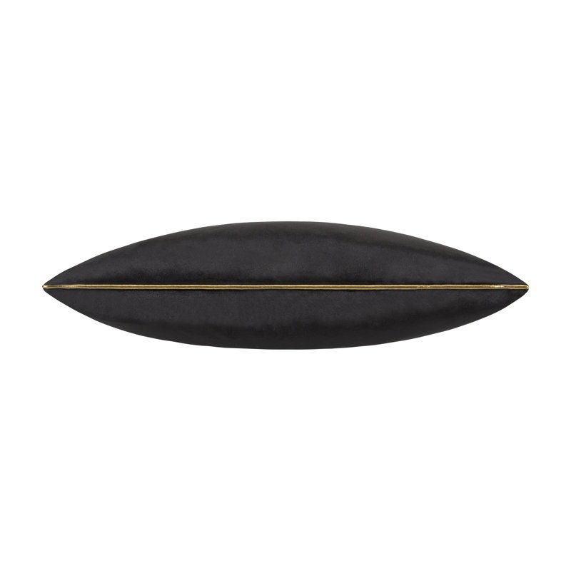 Noah Velvet Square Pillow Cover & Insert, Black/Gold