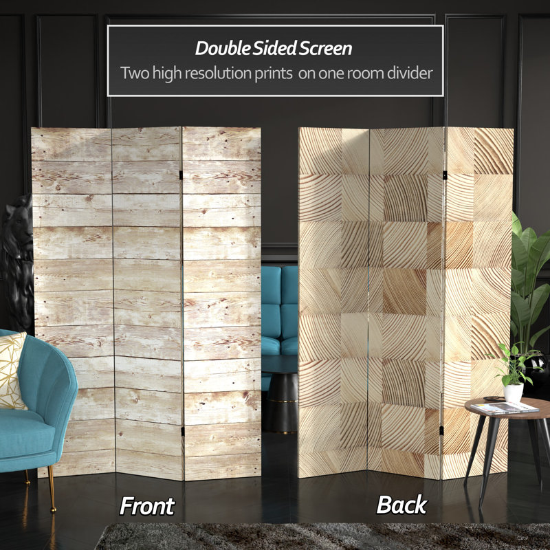 47.25'' 3 - Panel Folding Room Divider, Wood Grain
