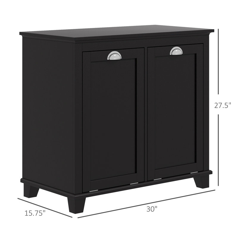 Laundry Hamper Cabinet Dual Tilt Out Bathroom Storage Floor Organizer Black