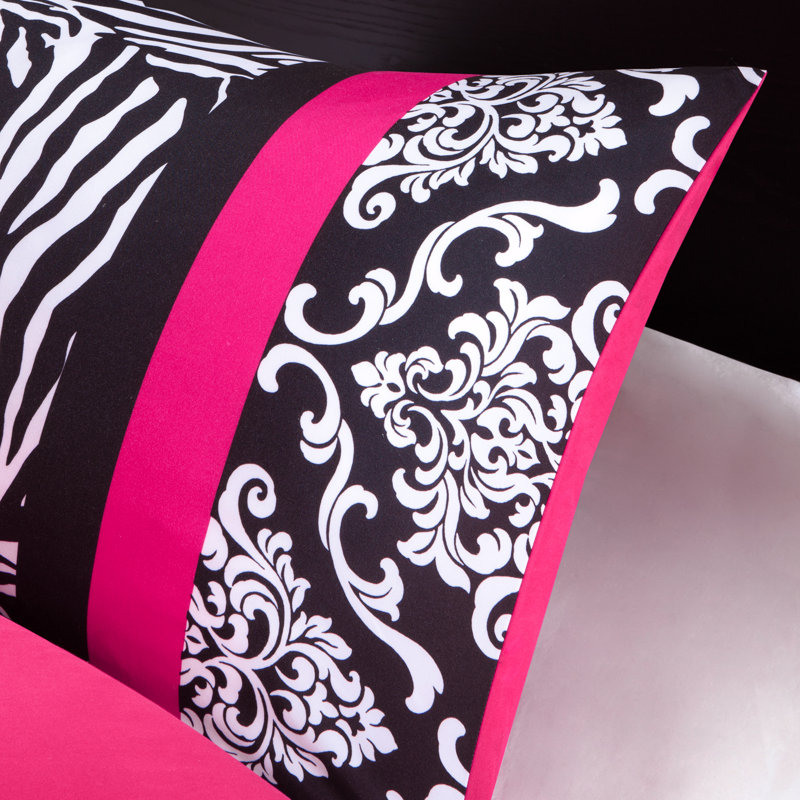 Full Pink Microfiber Zebra Print Kids Comforter Set