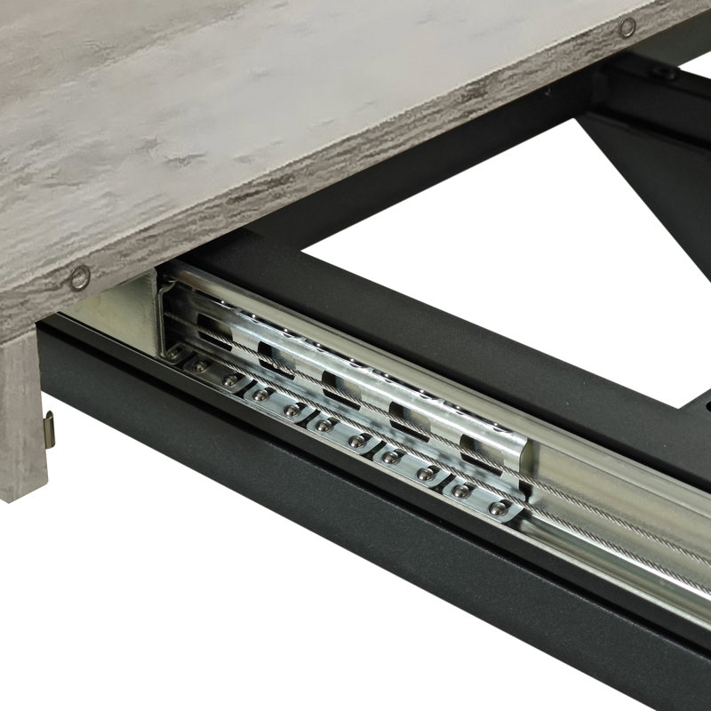 Table rectangulaire rétro gris, centre noir, pieds en fer, + métal, 6 places, capacité de charge de 165 lb, excellente table de salle à manger extensible, surface, pied, rangement, charge de 165 lb, métal