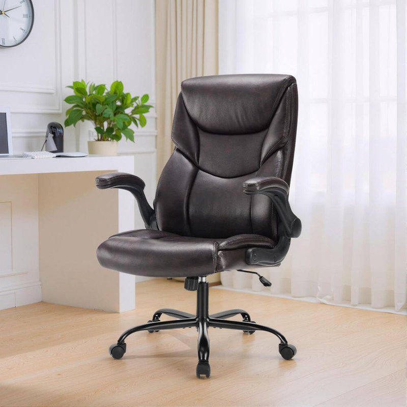Ergonomic Office Chair With Footrest, Home Desk Chair Lumbar Support&Footrest, High Back Computer Chair, Brown