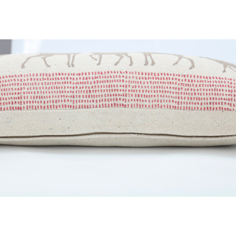 Natural Cotton Woodland Reindeer Lumbar Throw Pillow