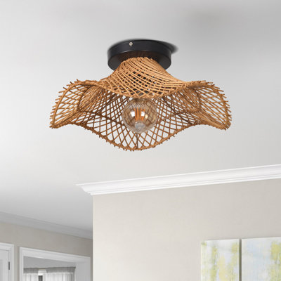 Rattan Semi Flush Ceiling Lights for Hallway