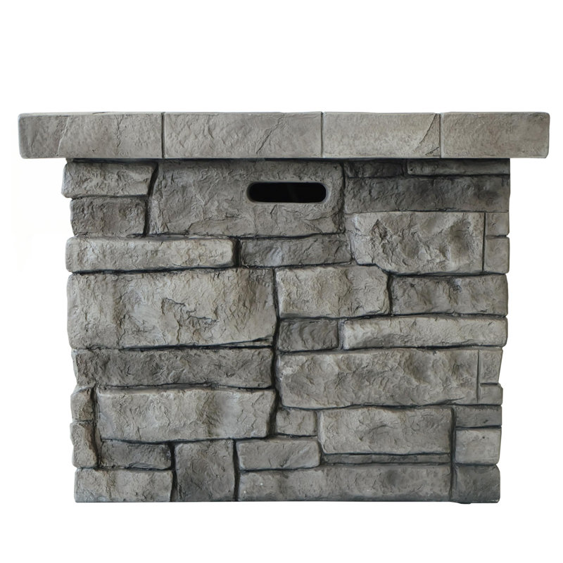 30-Inch Square MgO Propane Fire Pit - 40,000 BTU, Smoke-Free Outdoor Heating, Grey