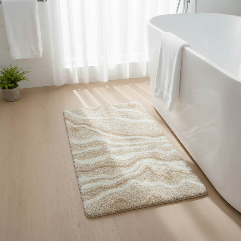 Microfibre Non-Slip Bath Mat, Beige