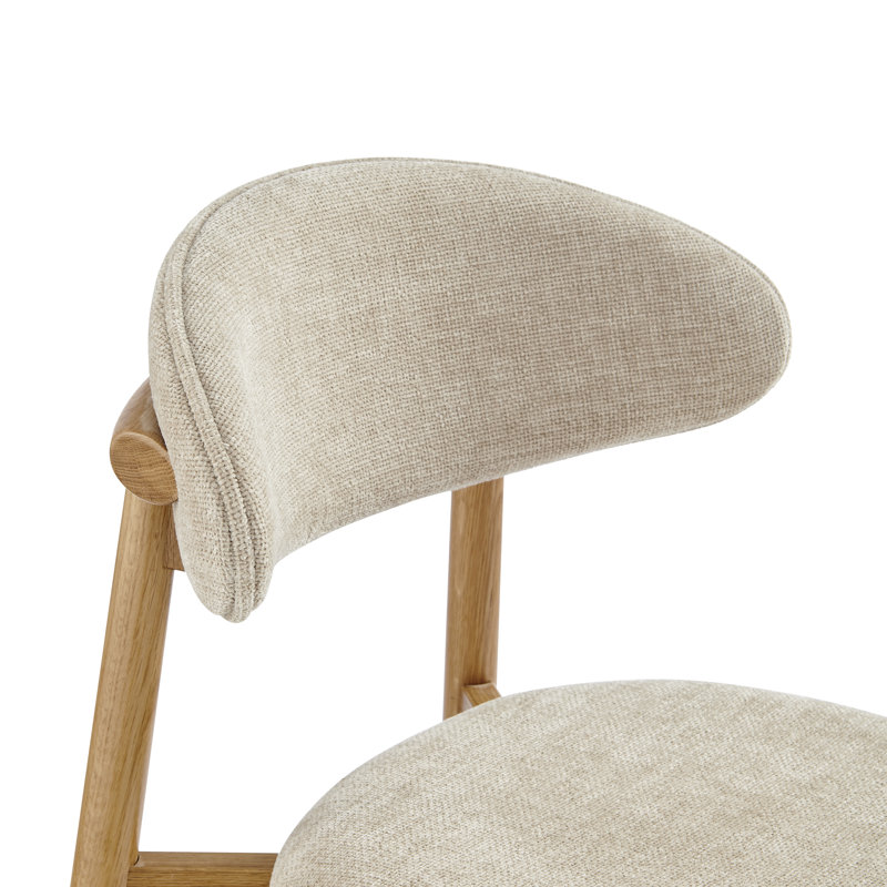 Tabouret de bar Agawam rembourré avec tissu de couleur avoine et structure en bois massif - Lot de 1, Hauteur du bar