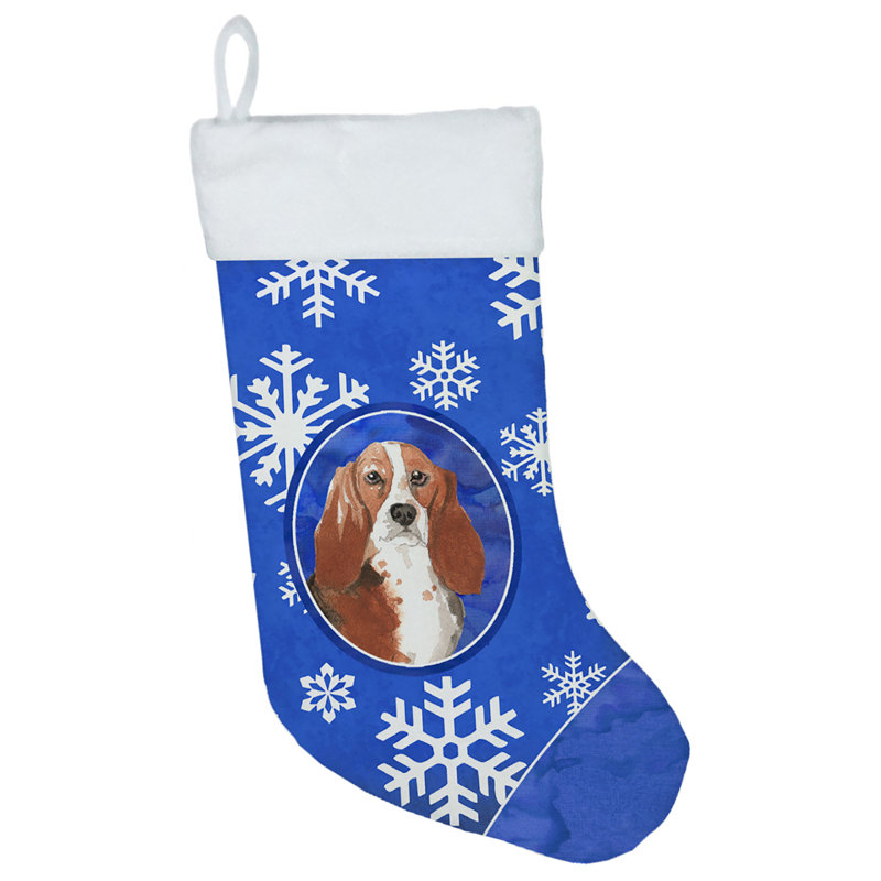Chaussette de noël winter flocons de noël, Basset hound