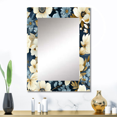 Blue Coastal Dreams Floral Pattern - Floral Mirror Wall Decor