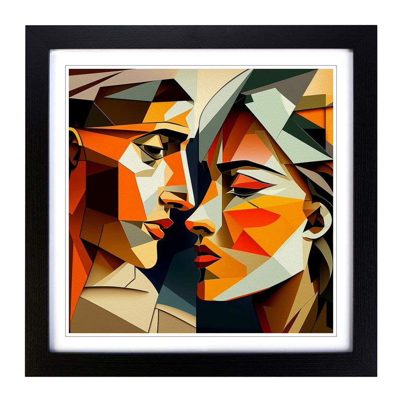 Lovers Cubism - Framed Print, Black