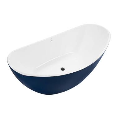 ADM Bathroom Design 75 x 46 Glossy White Stone Resin Bathtub, SW-114-GLOSSY