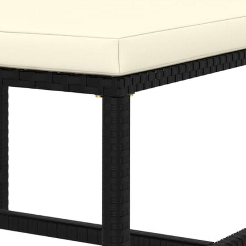 Repose-pieds modulaire extérieur Reno, rotin noir, polyester ivoire