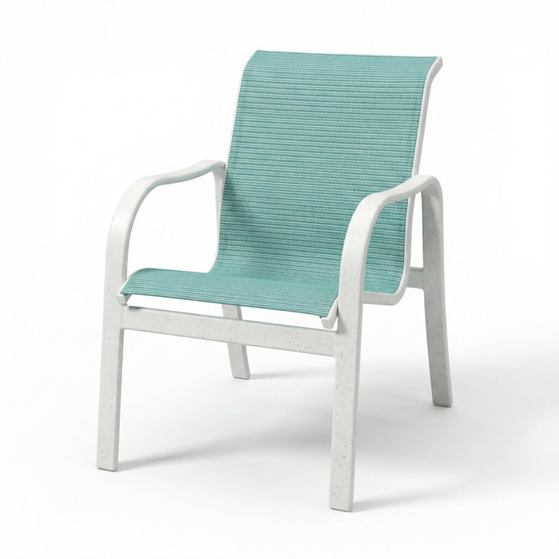 Windward Outdoor Sonata Arm Chair, Dupione Aquamarine Sling/River White