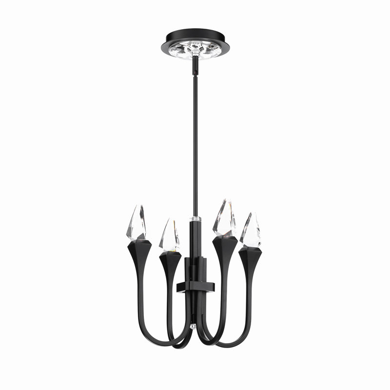Plumeria LED Pendant, 11.5" H x 12" W x 12" D, Black, 4 Lights