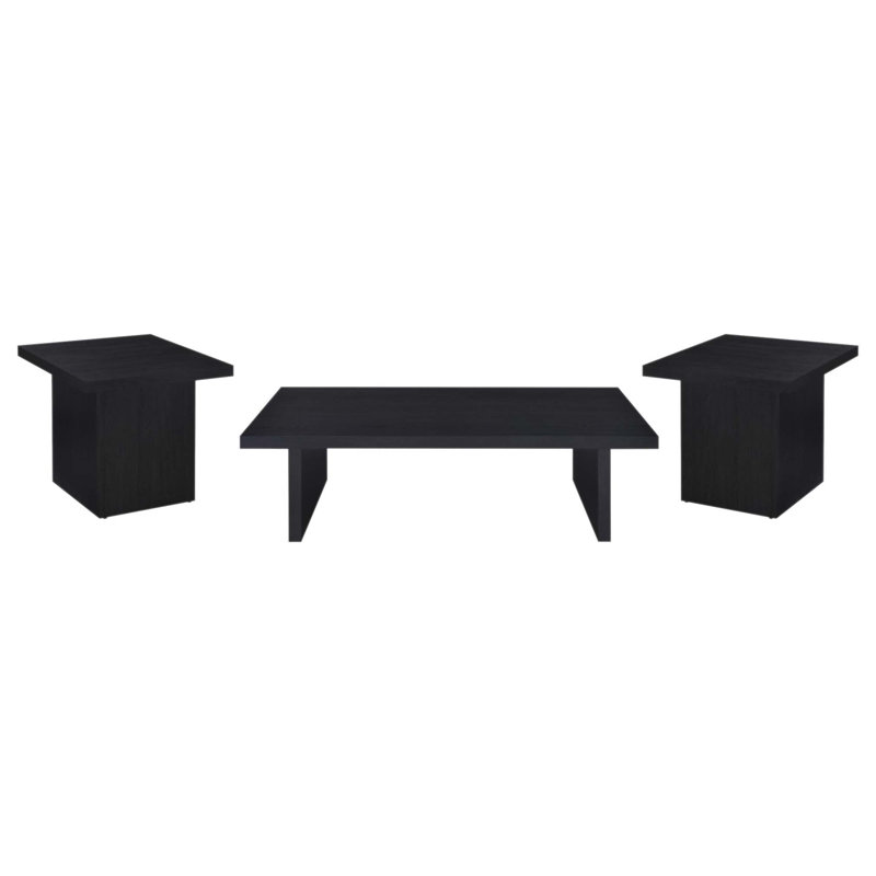 Ensemble de table basse et de table d'appoint Caroline 3 pièces avec stratifié résistant aux rayures, parfait pour les espaces de vie modernes