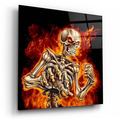 Squelette avec feu sur plastique / acrylique par Flyland Designs Print
