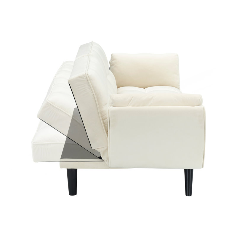 Canapé rembourré avec dossier réglable, Mélange de polyester beige