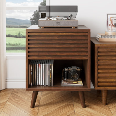 Night Stand Nightstands With Drawer Storage Bed Side Table End Table Large Modern Wood Wide Bedside Stand Mid Century Night Stands For Bedroom Living