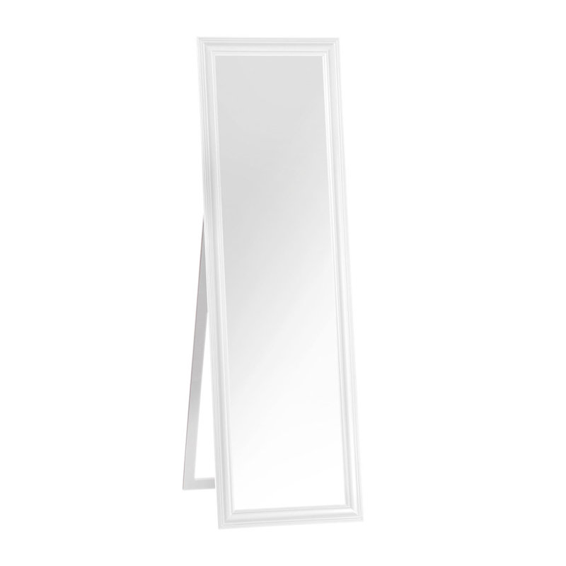 Wood Floor Mirror, White
