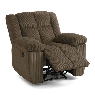 Brown Stripe Corduroy Fabric Recliner Chair - Overstuffed Manual Reclining Sofa With Adjustable Backrest For Living Room, Ergonomic Lounge Chair For Relaxation, Comfortable Single Sofa Chair For Home Theater