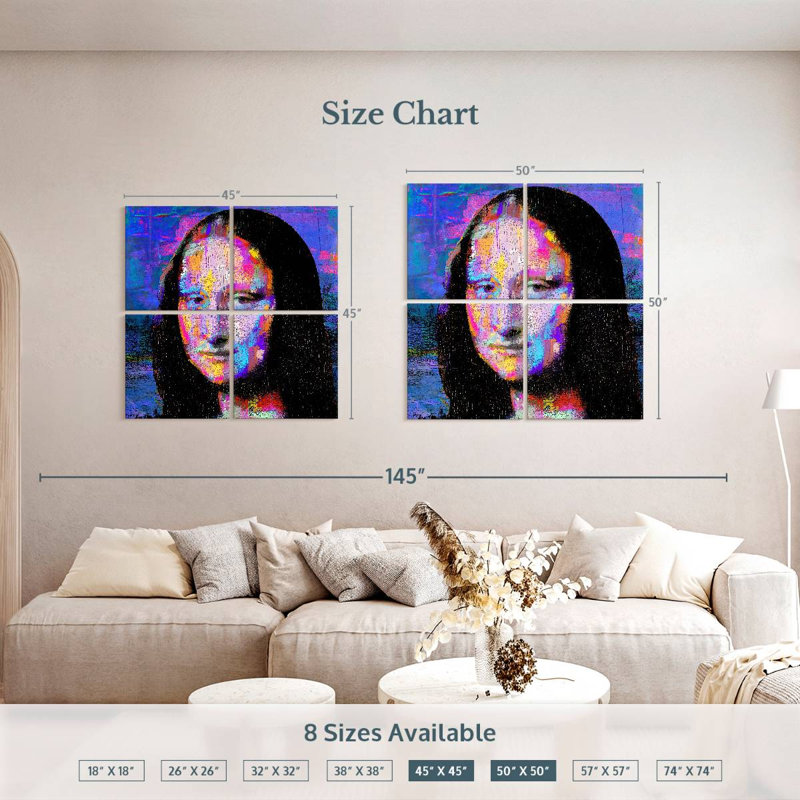 Leisha Mona Lisa électrifiée, H 50 po x l 50 po