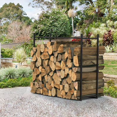 3 ft Black Metal Firewood Log Rack