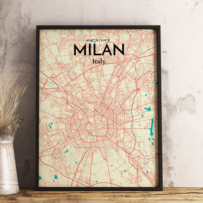 Milan City Map - No Frame Print