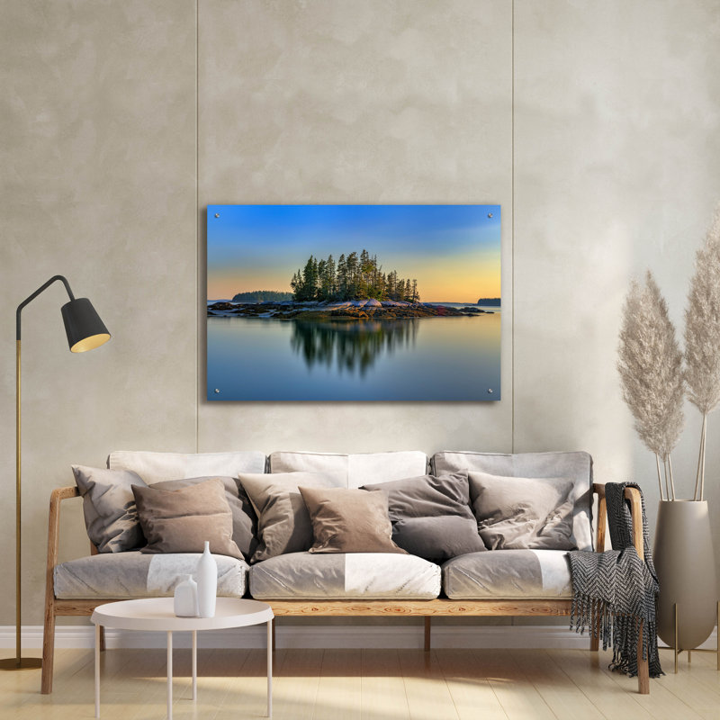 Art mural en verre Highland Dunes «Weir Island Maine» par Rick Berk, H 24 po x l 36 po x P 0,2 po