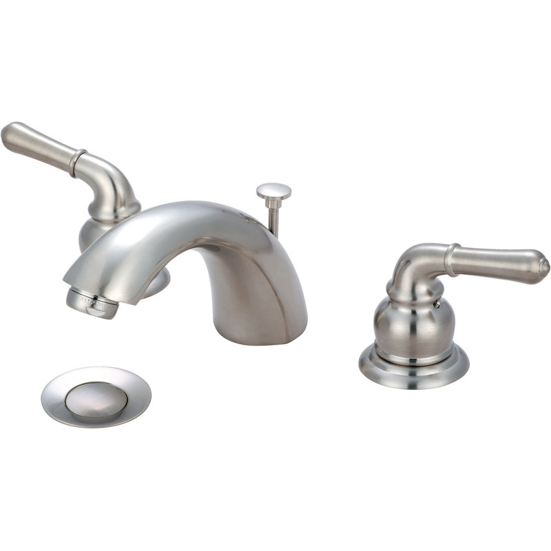 Widespread 2-handle Bathroom Faucet with Drain Assembly, PVD Brushed Nickel