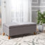  Banc de rangement Mid-Century avec repose-pieds et compartiment caché, gris clair