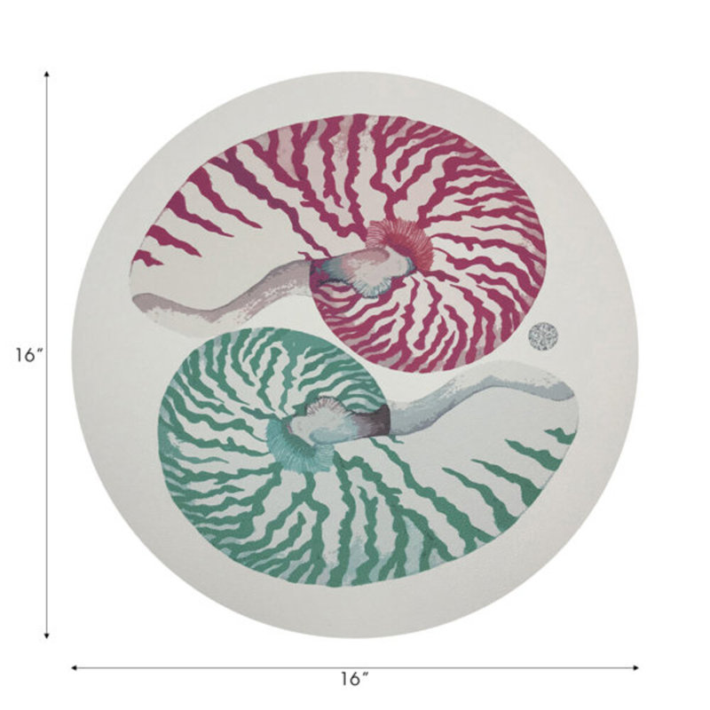 Nautilus Turq Pebble 16" Vinyl Placemat, Pink/Green