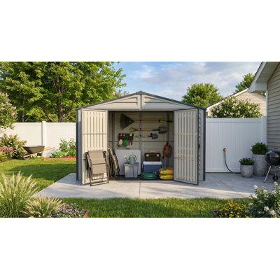 Remise de rangement d'extérieur en vinyle 10,5 x 3 avec base en métal Duramax RidgeLine