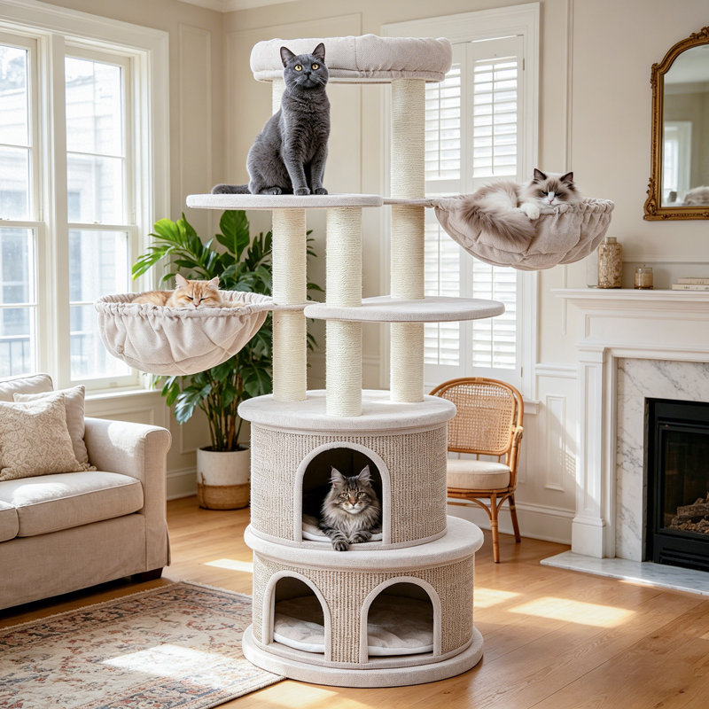 Arbre à chat de luxe 65 po pour multi-chats et grands chats