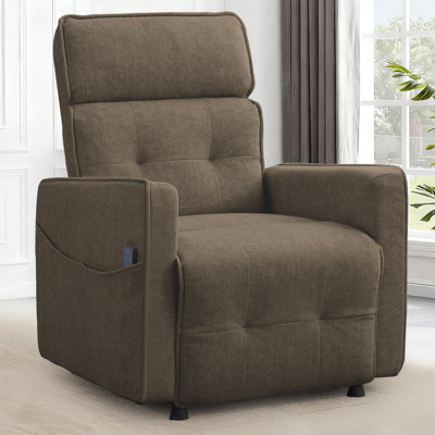 Recliner Chair, Electric Recliner Chairs For Adults, Comfy Recliners For Living Room, Reclining Chair With One-touch Adjustment & Side Pockets by Ivy Bronx