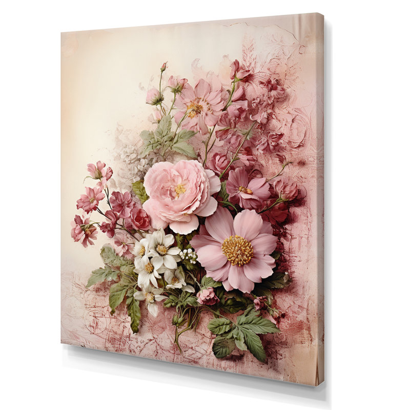 Bouquet de roses roses en fleurs, Toile tendue, H 32 po x l 24 po x P 1 po