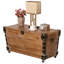 Banc de rangement en bois Vintiquewise avec roulettes et accents en métal noir