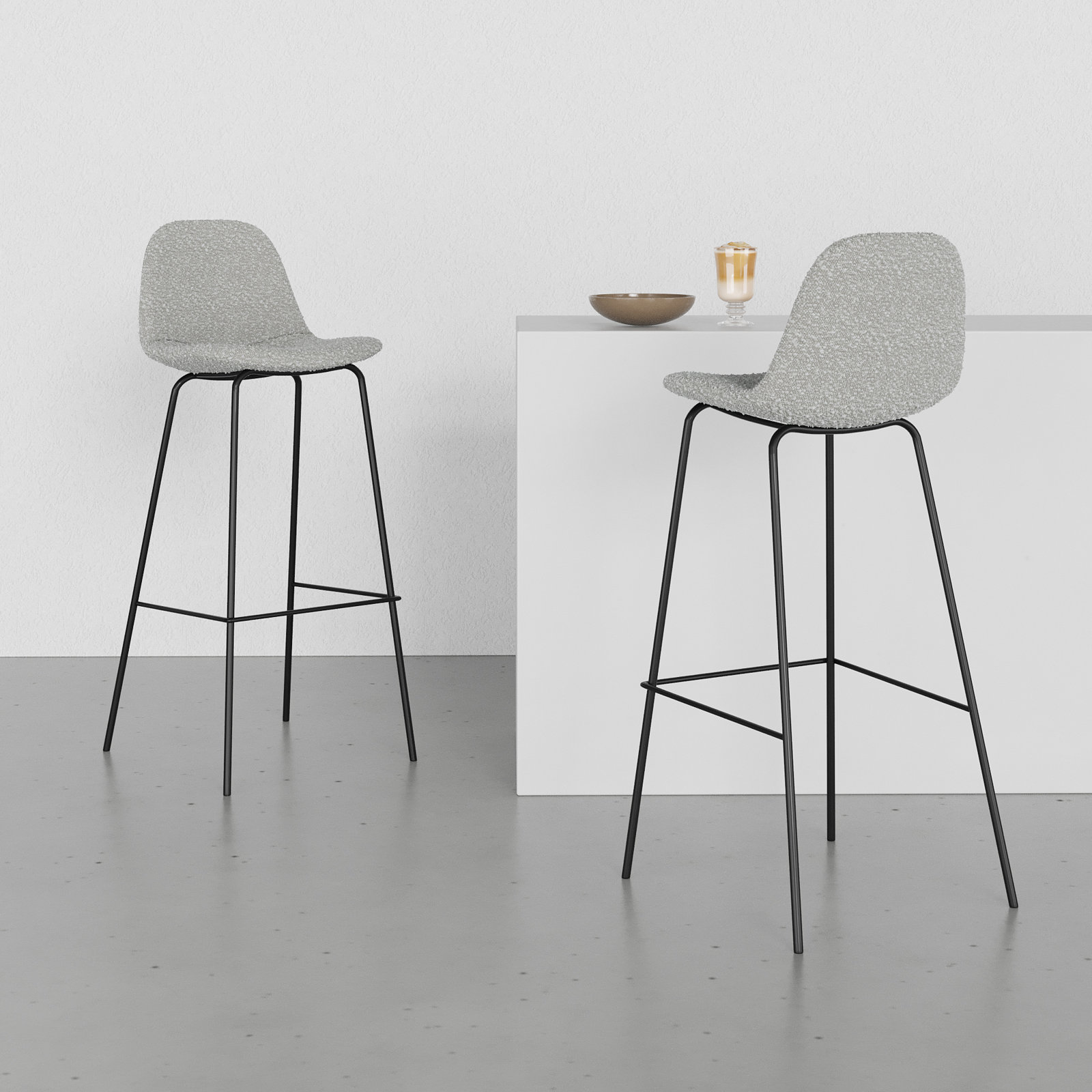 Kody Upholstered Bar & Counter Stool, Bar Stool (30.5" Seat Height), Gray Boucle