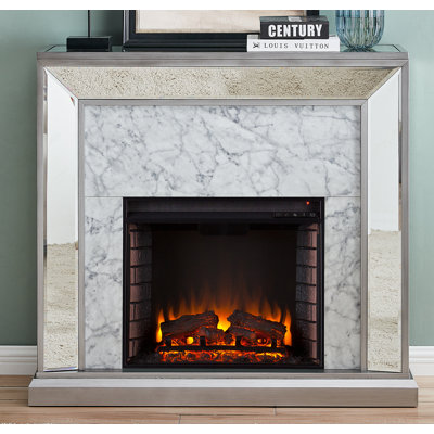 Keilanie 44'' W Antique Silver Electric Fireplace