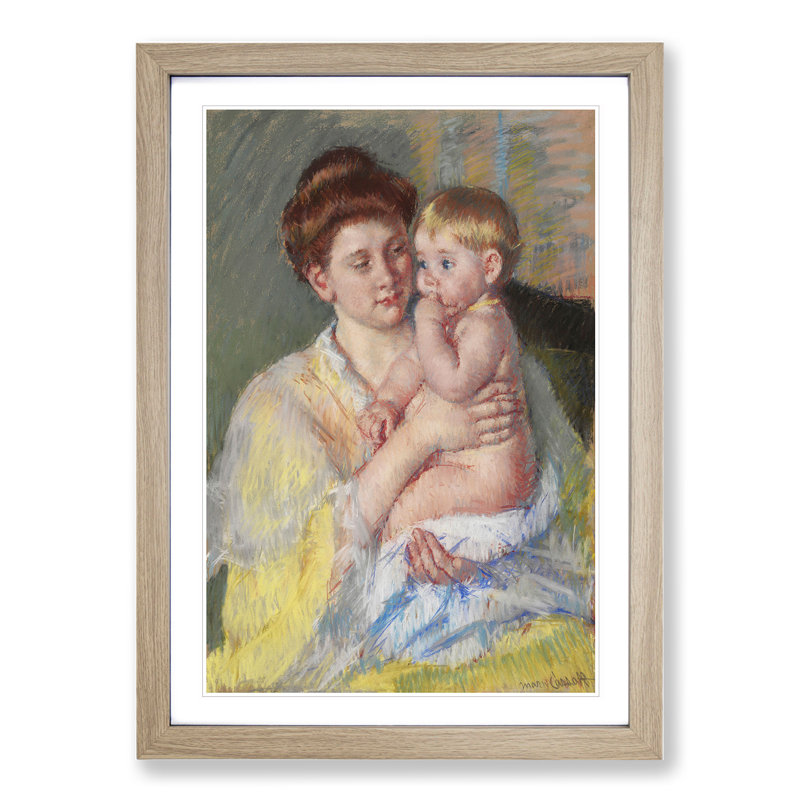 Mother and Child Vol.4 by Mary Cassatt - Picture Frame Painting, 65cm H x 48cm W x 2cm D, Oak Framed