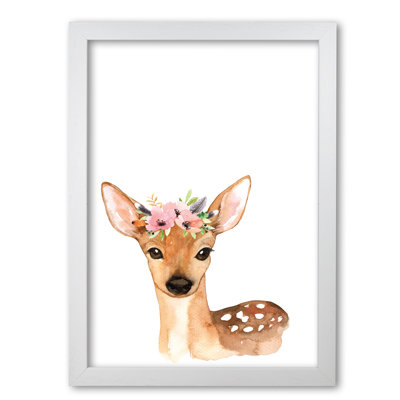 Forest Friends, Floral Cute Deer - Single Picture Frame Painting