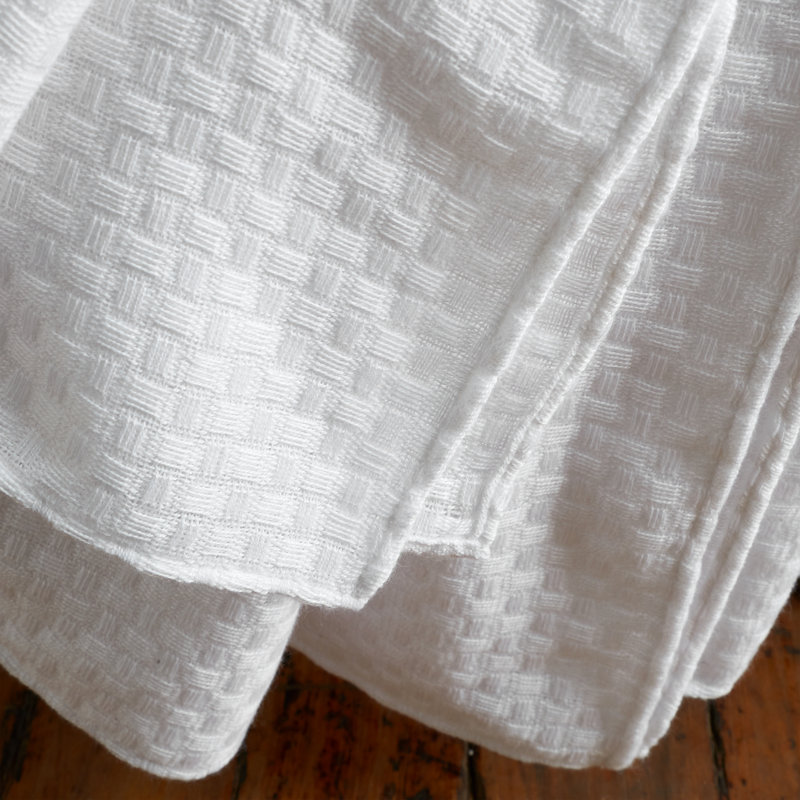 Lina Waffle Geo Blanket Throw Geometric Waffle Blanket, White