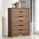 Wallasey Wood 5-Drawer Chest In Pecan