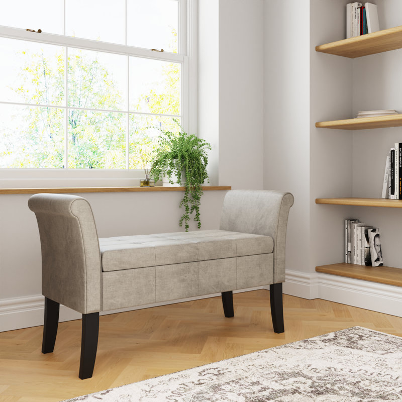 Laconia Chenille Upholstered Storage Bench, Silver