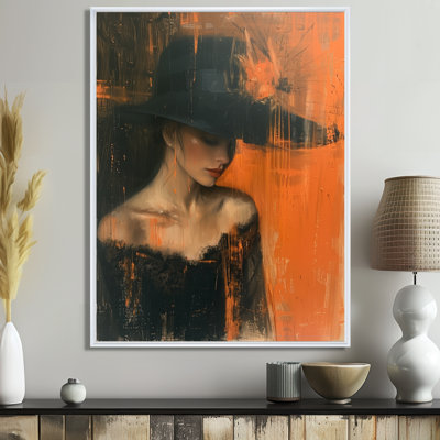 «Black Orange Vintage Glamour Woman - Fashion Woman, art sur toile