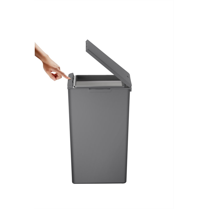 Morandi Touch Top Rubbish Bin, Grey, 57cm H x 20.6cm W x 32.5cm D, 30 L