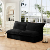 Transform Your Space With The Ultimate Modular Armless Sofa In Luxurious Black Corduroy