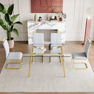Glass Dining Table Set For 6