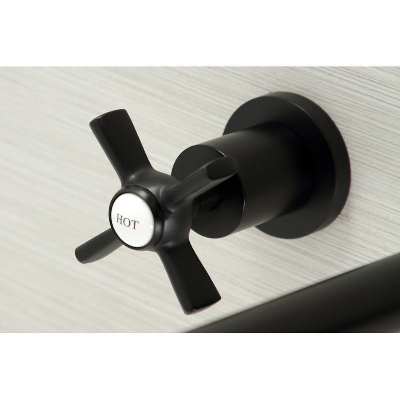 Kingston Brass Millennium Two-Handle 3-Hole Wall Mount Roman Tub Faucet, Matte Black