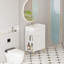 Meuble-lavabo à tablettes ouvertes avec lavabo en céramique et porte à fermeture douce, armoire de rangement à tablettes ouvertes sur le côté gauche, assemblage requis