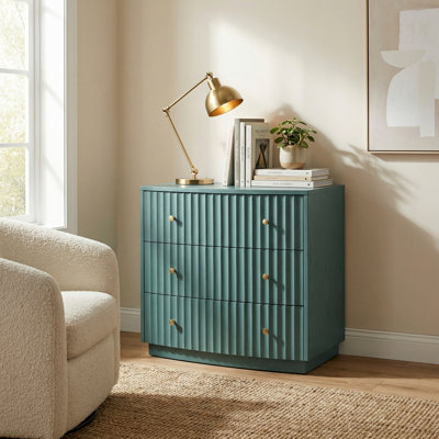 3-Drawer Teal Accent Chest